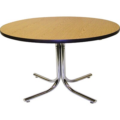 MLP Cafeteria/Breakroom Tables; 36 Round Oak Top, Chrome Base