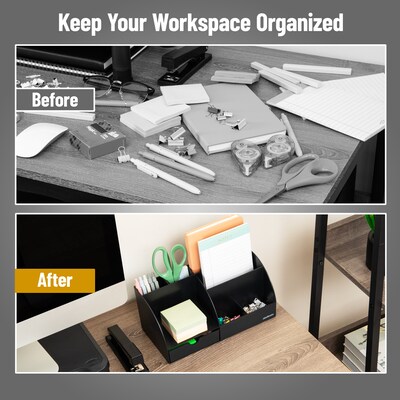 Mind Reader 7 Compartment Plastic Desk Organizer, Black (JOEANCH-BLK)
