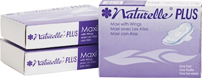 RMC Naturelle® Plus Sanitary Napkins; Maxi With Wings, 250/Case