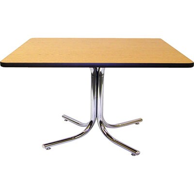 MLP Cafeteria/Breakroom Tables; 36 Square Oak Top, Chrome Base