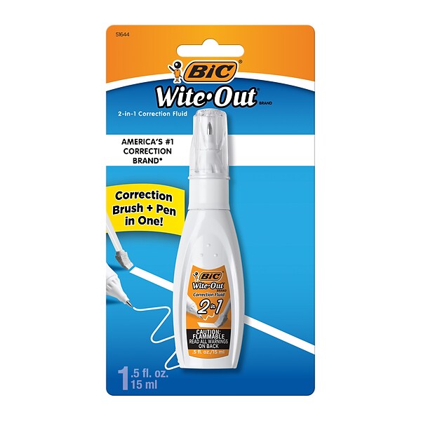 BIC Wite-Out 2-in-1 Correction Fluid, 15 ml., White (WOPFP11)