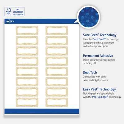 Avery Rectangle Laser/Inkjet Multipurpose Labels, 1" x 2-5/8", White, 160/Pack (19479371079)
