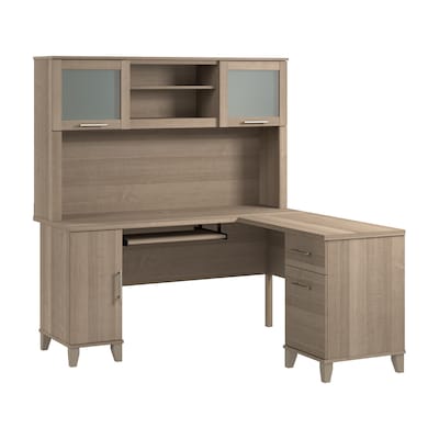 Bush Home Somerset 60W L Shaped Computer Desk with Hutch, Ash Gray (SET002AG)