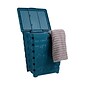 Mind Reader Foldable Plastic Laundry Hamper with Lid, Blue (FOLHAMP61-BLU)