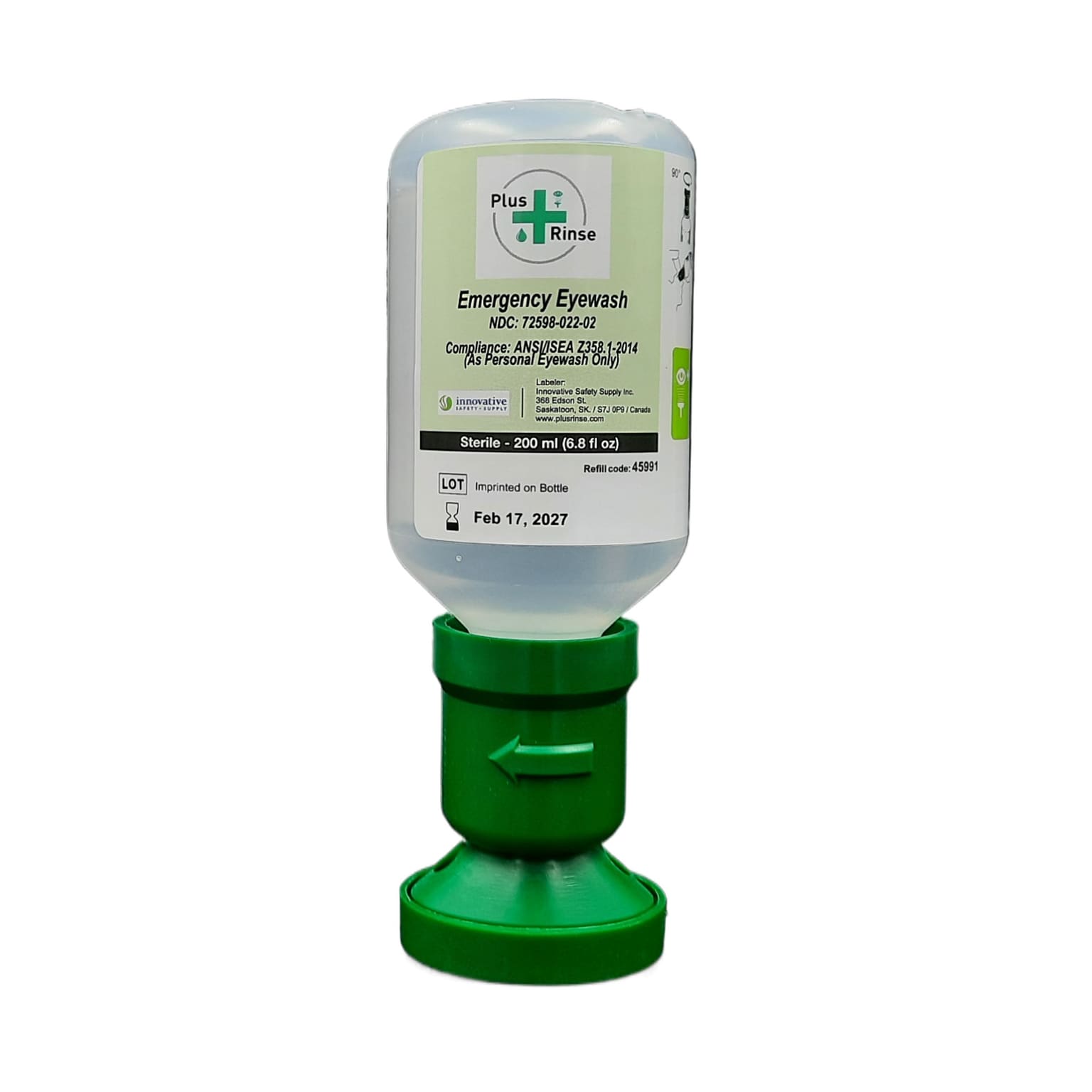 Plus Rinse Saline Eyewash Bottle, 6.8 oz., 2/Pack (45991-2)