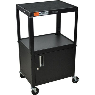 Luxor® Adjustable-Height Steel Multi-Media Cart with Cabinet