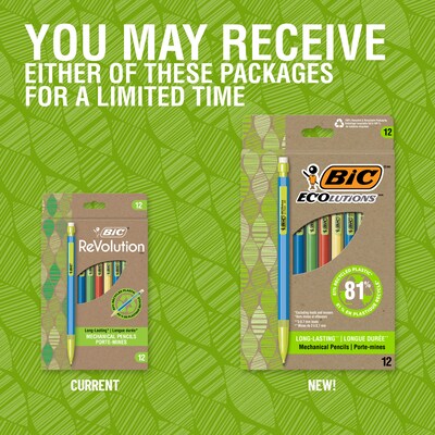 BIC Ecolutions Mechanical Pencils, 0.7mm, #2 Medium Lead, Dozen (MPE12-BLK)