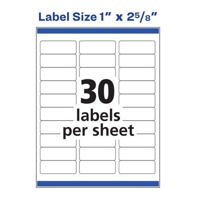 Avery Repositionable Laser Address Labels, 1" x 2-5/8", White, 30 Labels/Sheet, 100 Sheets/Box (55160)