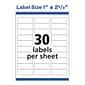 Avery Repositionable Laser Address Labels, 1" x 2-5/8", White, 30 Labels/Sheet, 100 Sheets/Box (55160)