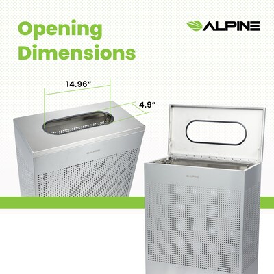 Alpine Industries Stainless Steel Trash Can, 23 Gallon, Silver (ALP438-23-SS-MK)