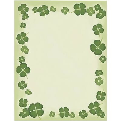Fun Paper Letterhead; Four Leaf Clovers