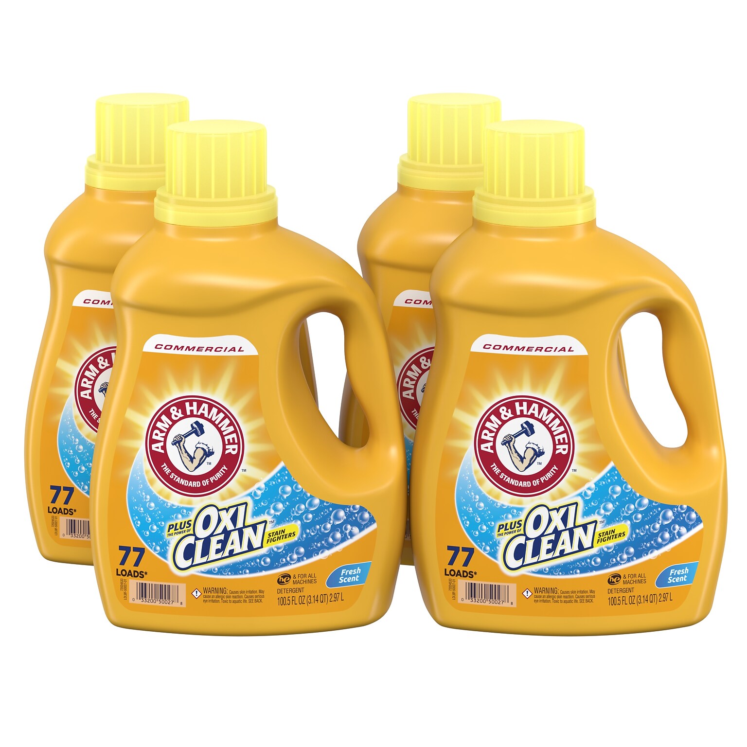 Arm & Hammer HE Liquid Laundry Detergent, Fresh Scent, 77 Loads, 105.5 oz., 4/Case (50027)