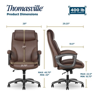 Thomasville Danvers Ergonomic Polyurethane Big & Tall Chair, 400 lb. Capacity, Dark Walnut Brown (52403-DBRN)