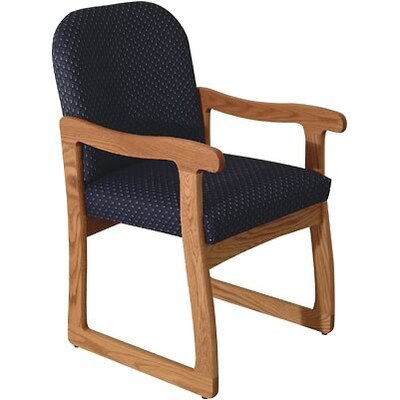 Wooden Mallets® Dakota Wave Series Single Base Chair w/Arms in Medium Oak; Arch Blue