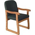 Wooden Mallets® Dakota Wave Series Single Base Chair w/Arms in Medium Oak; Arch Green