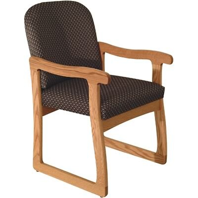 Wooden Mallets® Dakota Wave Series Single Base Chair w/Arms in Medium Oak; Arch Slate