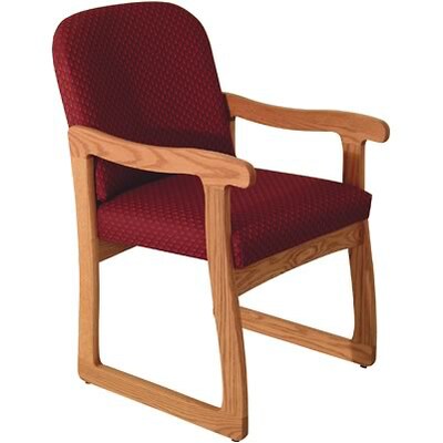 Wooden Mallets® Dakota Wave Series Single Base Chair w/Arms in Medium Oak; Arch Wine