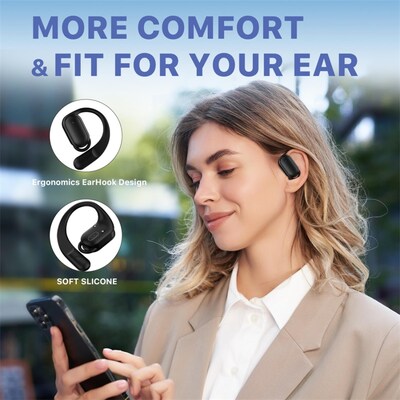 echelon RoundSound Open Ear True Wireless Earbuds, Black (BTK004001)