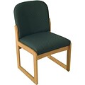 Wooden Mallets® Dakota Wave Series Single Base Armless Chair in Medium Oak; Arch Green