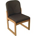 Wooden Mallets® Dakota Wave Series Single Base Armless Chair in Medium Oak; Arch Slate