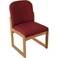 Wooden Mallets® Dakota Wave Series Single Base Armless Chair in Medium Oak; Arch Wine