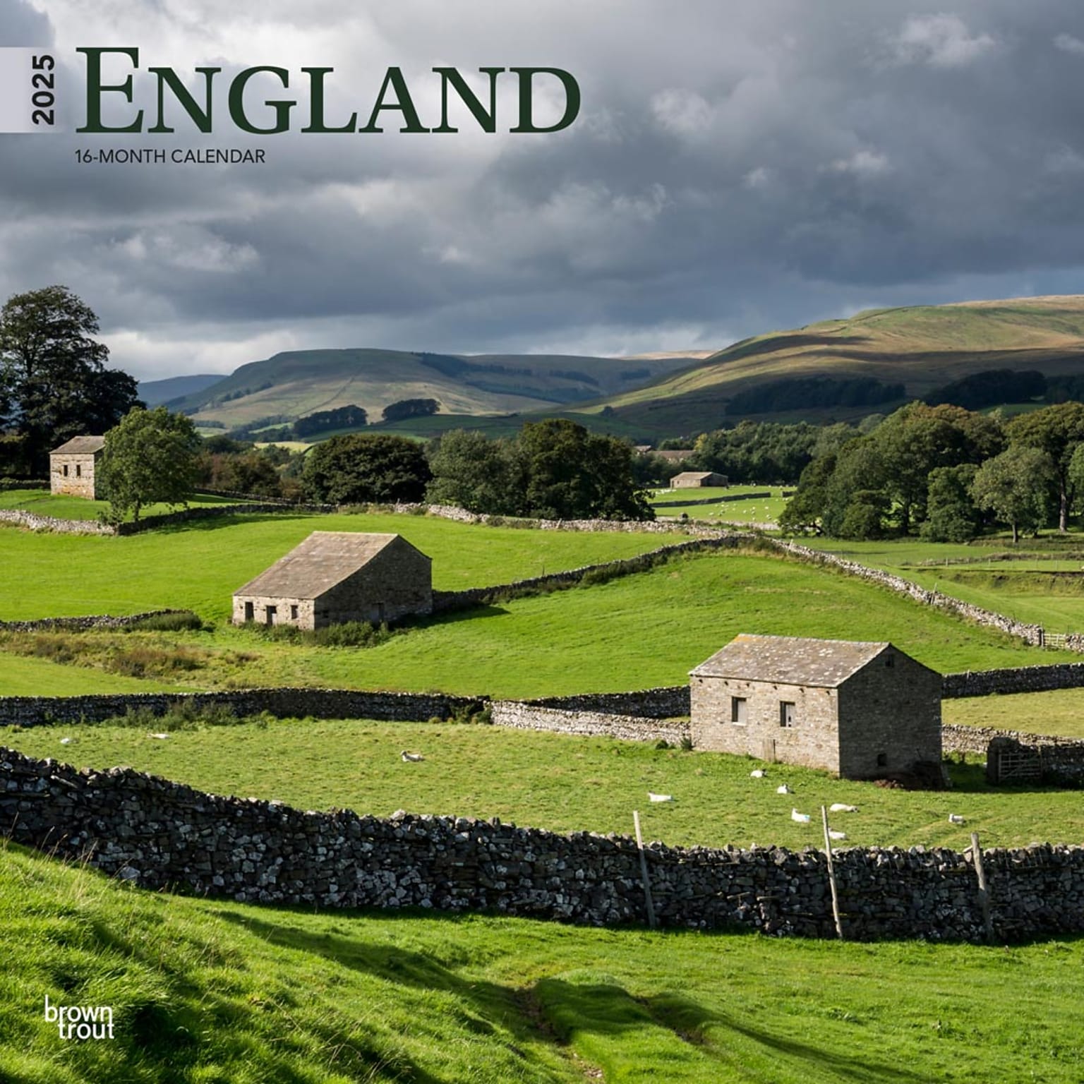 2025 BrownTrout England 12 x 12 Monthly Square Wall Calendar (9781975476953)