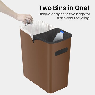 iTouchless SlimGiant Polypropylene Trash Can with no Lid, Toffee Brown, 4.2 gal., 2/Pack (SG105Nx2)