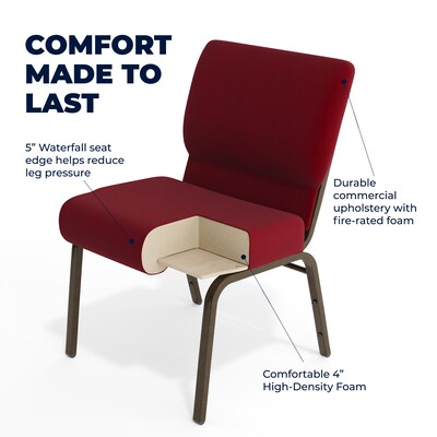 Flash Furniture HERCULES Series Fabric Church Stacking Chair, Burgundy/Gold Vein Frame (FCH2214GV369)