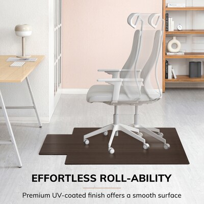 Anji Mountain Standard Bamboo Carpet & Hard Floor Chair Mat with Lip, 44" x 52", Java (AMB24083)