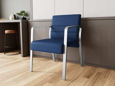 Lesro Waterfall Vinyl Guest Chair, Patriot Plus Imperial Blue/Silver (WF1101.SSV-01PPIB)