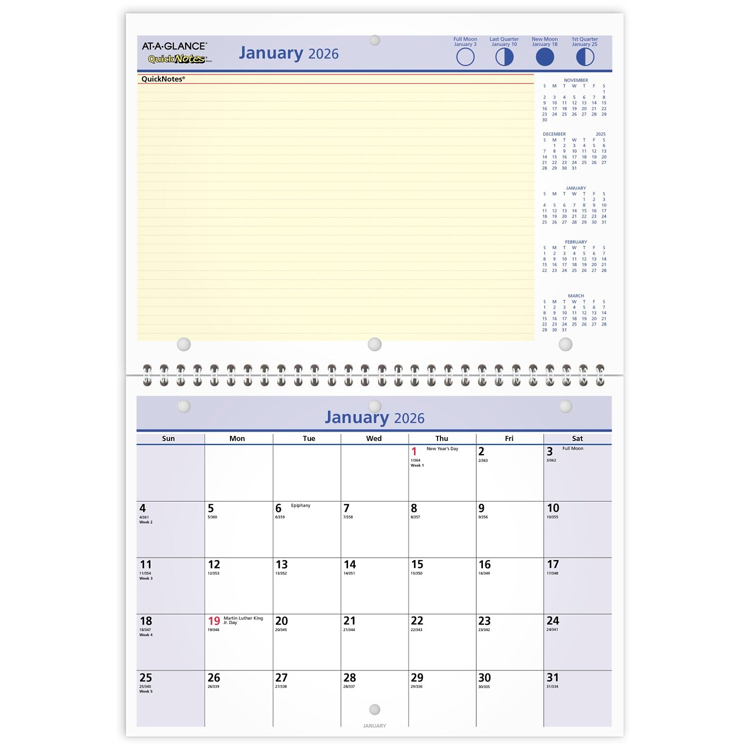 2026 AT-A-GLANCE QuickNotes 11 x 8 Monthly Wall Calendar (PM50-28-26)