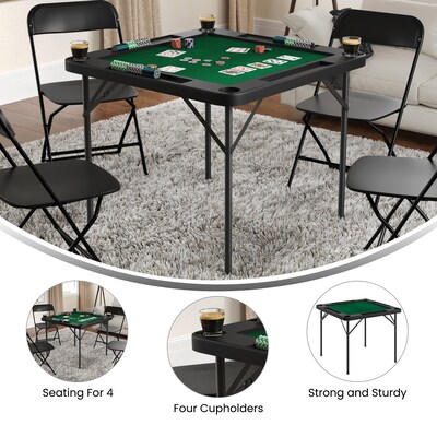 Flash Furniture Silas Folding Card Game Table, Black/Green (DADMJZ88BKGR)