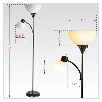 Newhouse Lighting William Double Mother-Son Torchiere Floor Lamp, Black (NHFL-WI-BK)