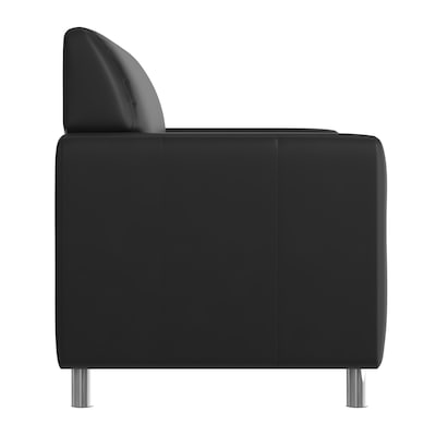 Flash Furniture Agent LeatherSoft Reception Loveseat, Black/Chrome Legs (BT827U2BKCHR)