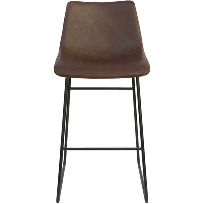 Lorell Mid-Century Modern Bonded Leather Mid Back Sled Guest Stool, Tan, 2/Carton (LLR42958)