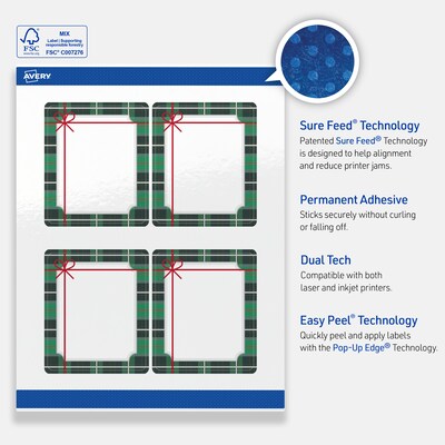 Avery Rectangle Multipurpose Labels, 4" x 3-1/3", White, 40/Pack (19479370406)