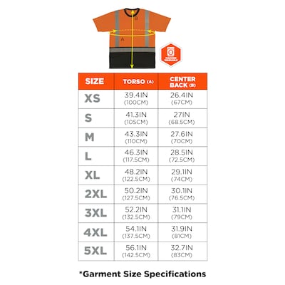 GloWear 8286BK High Visibility Short Sleeve Black Bottom T-Shirt, ANSI Type R Class 2, Orange, 4XL (22198)