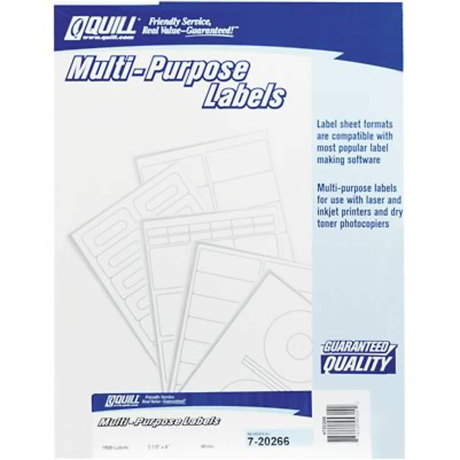 Quill® Multipurpose Print Labels; White, 3-1/3x4, 1500 Labels