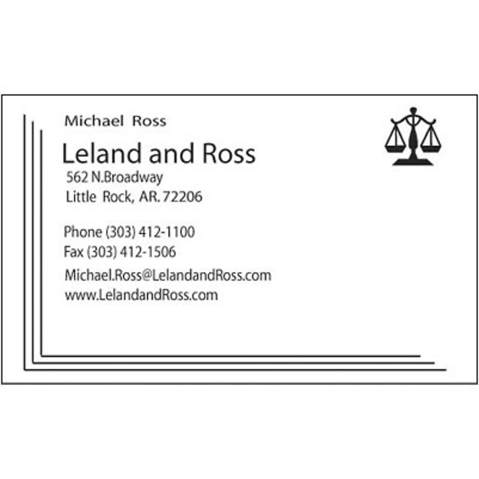 Custom 1-2 Color Business Cards, CLASSIC® Laid Natural White 80#, Flat Print, 1 Standard & 1 Custom Inks, 2-Sided, 250/PK