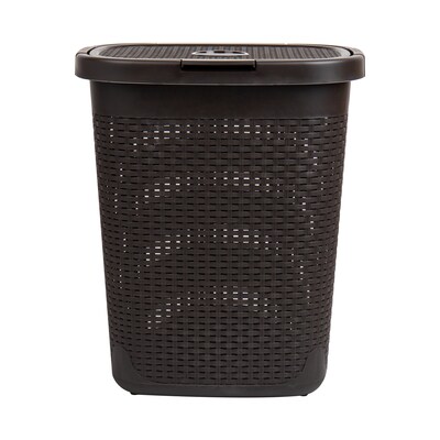 Mind Reader 13.21-Gallon Hamper with Lid, Plastic, Brown (50HAMP-BRN)