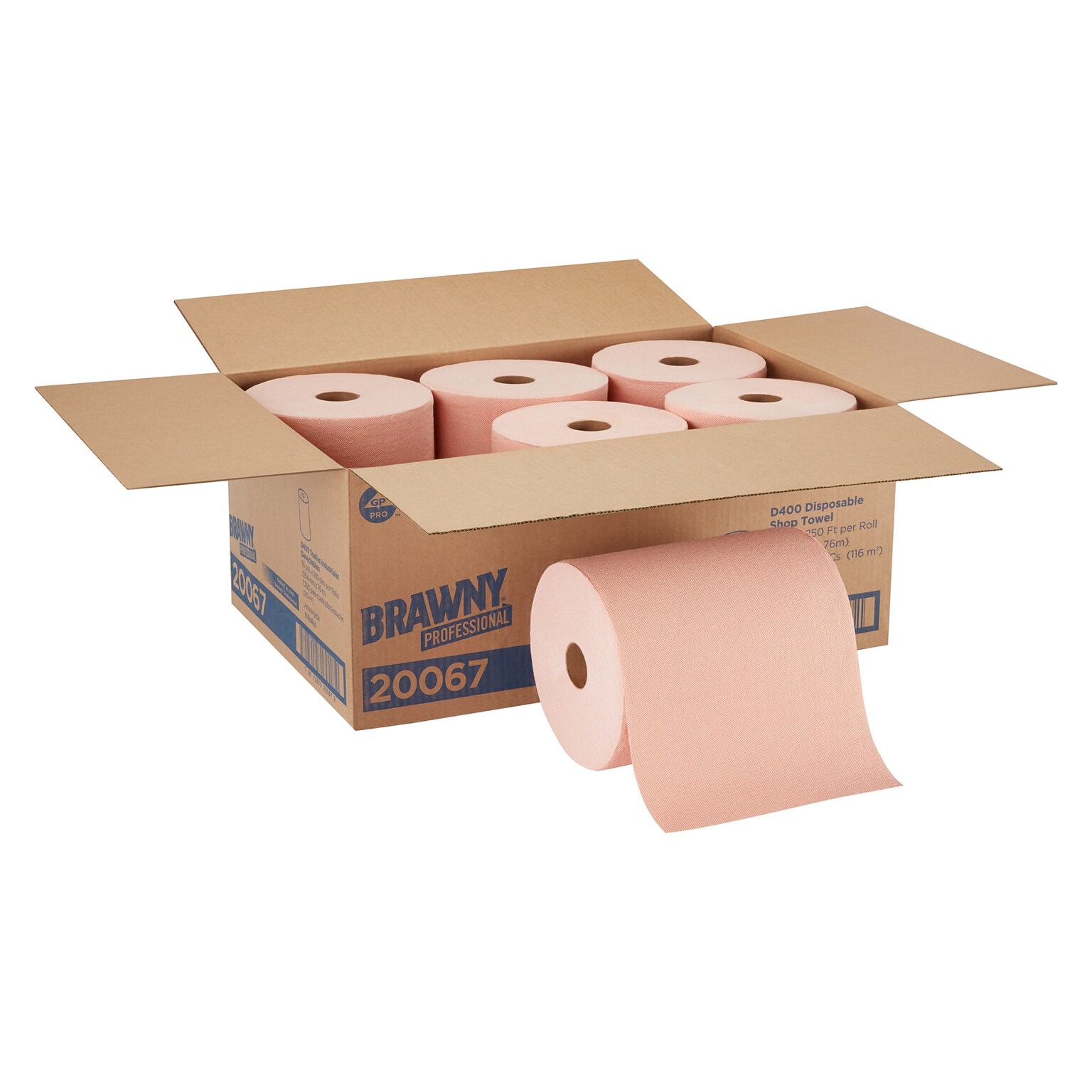 Brawny Professional D400 Disposable Cleaning Towel, 250 x 10, Orange, 6/Carton (20067)