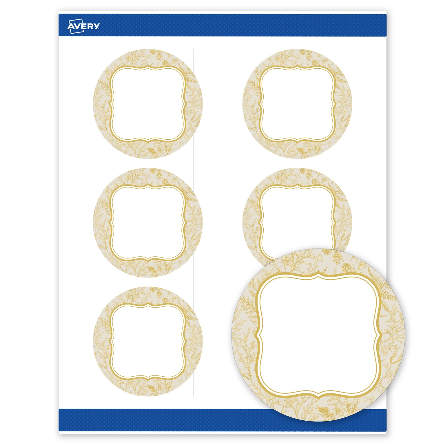 Avery Round Laser/Inkjet Multipurpose Labels, 3, White, 60/Pack (19479371087)