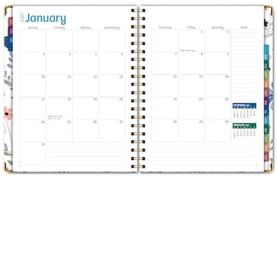 2027 Excello Brands 7.8" x 9" Weekly & Monthly Standard Planner, Paperboard Cover, Colorful Botanicals (FSHN-CY27-79-30)
