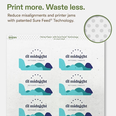 Avery Hemp Rectangle Scalloped Laser/Inkjet Multipurpose Labels, 2" x 3", Off-White (64/Pack)