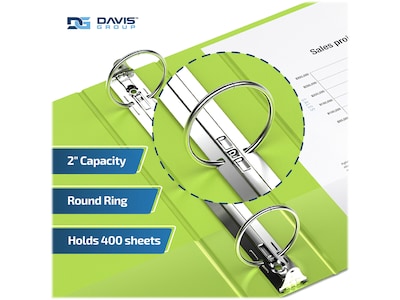 Davis Group Premium Economy 2" 3-Ring Non-View Binders, Lime Green, 6/Pack (2313-24-06)