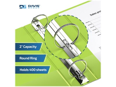 Davis Group Premium Economy 2" 3-Ring Non-View Binders, Lime Green, 6/Pack (2313-24-06)