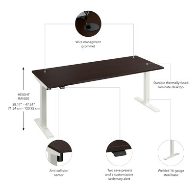 Bush Business Furniture Move 40 Series 72"W Electric Adjustable Standing Desk, Mocha Cherry (M4S7230MRWK)