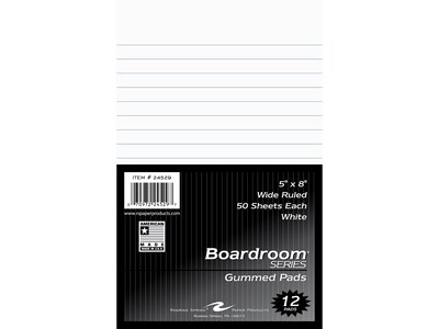 Roaring Spring Paper Products Boardroom Series Notepad, 5 x 8, Wide-Ruled, White, 50 Sheets/Pad, 1