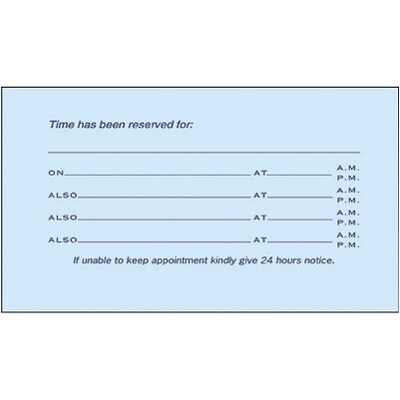 Custom 1-2 Color Appointment Cards, ENVIRONMENT® Ultra Bright White 80#, Raised Print, 1 Custom Ink, 1-Sided, 250/Pk