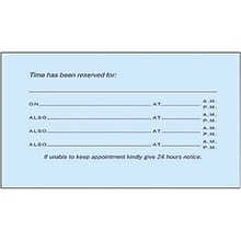 Custom Appointment Appointmentors, 3.5 x 5.5, 110# Blue Index Stock, Perforated Business Card, Bla